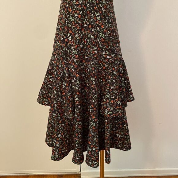 Irene de Nouvelle Black Floral Layered Midi Dress Size Small - Picture 4 of 13